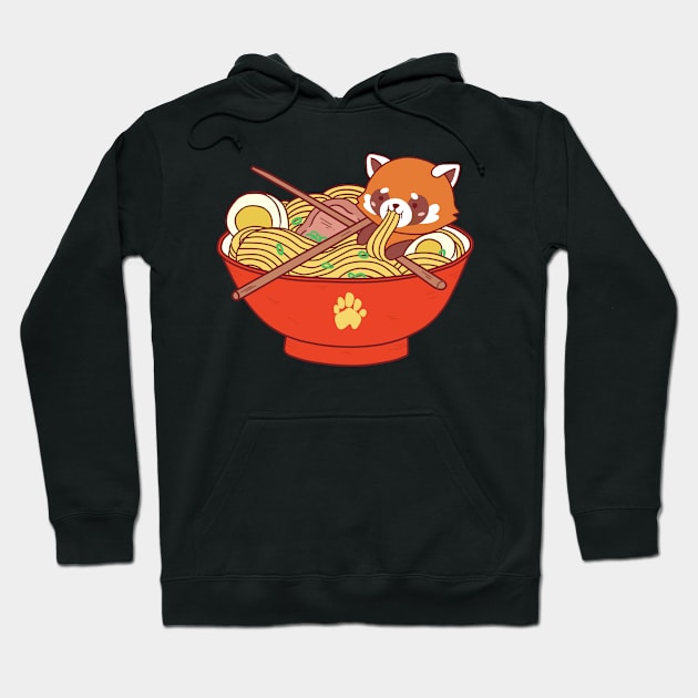 Red Fox In Japanese Ramen Noodles Gift Print Kawaii Anime Print Hoodie by Linco
